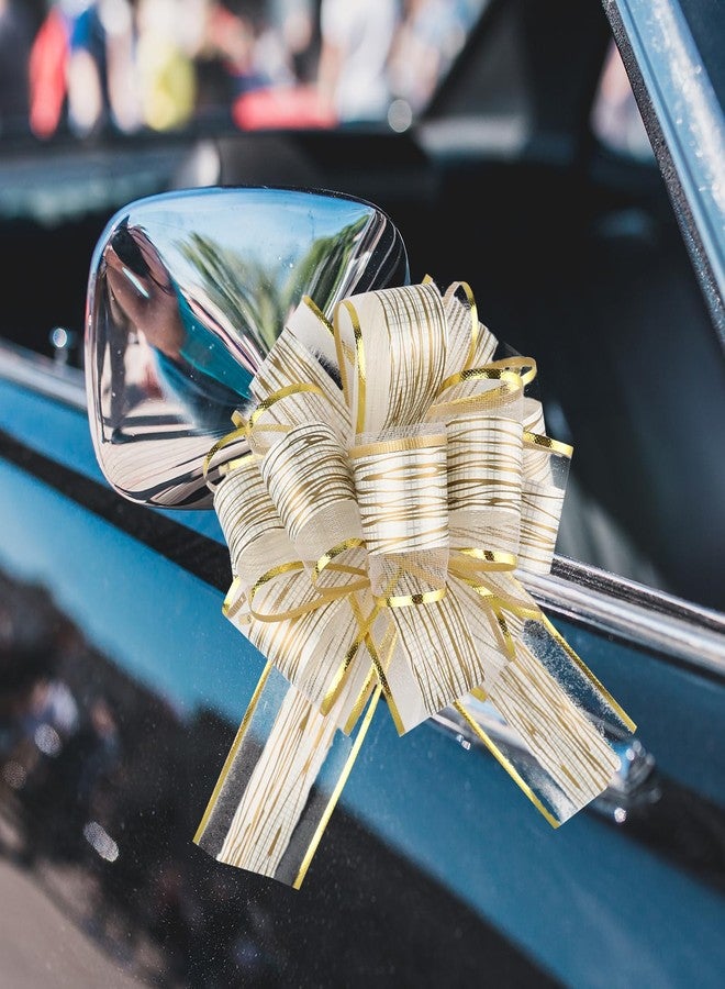 Motroce 50Pcs 6 Inch Large Pull Bow Gift Wrapping Bows, Gold Ribbon Bow for Gift Wrapping, Wedding, Christmas, Valentine's Day Present Decoration Bow(Elegant White) - Image 4